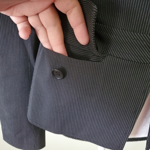 Reiss Goblin Cropped Striped Suite Blazer Jacket Wool Blend Size 14 - Picture 8 of 15